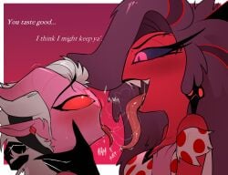 2demons 2girls black_sclera canon_couple couple deep_kissing demon demon_girl demon_girls demon_horns demon_humanoid demon_martha_(helluva_boss) demons female female/female female_only femdom helluva_boss imp lesbian_kiss lezdom long_tongue martha_(helluva_boss) mayberry_(helluva_boss) pink_body pink_eyes pink_skin potatonebula red_body red_sclera red_skin saliva saliva_on_tongue saliva_string saliva_trail sharp_teeth tagme tongue tongue_out yellow_eyes yuri