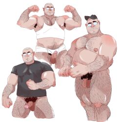 bald bara chubby fabssdaf glasses hairy male male_focus male_only