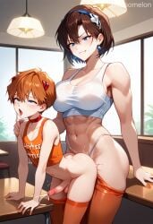 ai_generated anal big_dom_small_sub femboy futa_on_femboy futa_on_male futadom futanari height_difference hooters masomelon muscular_female muscular_futanari otoko_no_ko size_difference