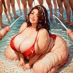 ai_generated alternate_body_type bbw beach big_breasts bikini bottom_heavy brown_hair bukkake civitai covered_in_cum crowd cum_drip cum_in_hair cum_on_breasts cum_on_face cum_shot cum_shower cum_slut curvaceous curvy curvy_female curvy_figure excessive_cum fat fat_ass fat_breasts fat_tits fat_woman happy_female hyper_ass hyper_breasts hyper_thighs kneeling obese overweight overweight_female round_ass round_belly round_butt ssbbw thick_ass thick_legs thick_thighs venus_body