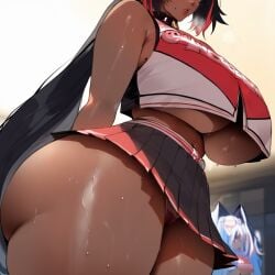 ai_generated ass bay_(nikke) big_breasts breasts cheerleader girl gluteal_fold goddess_of_victory:_nikke hi_res high_resolution highres hollowbeak huge_breasts panties skirt tagme thick thick_thighs thighs underboob