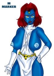 1girls big_breasts blue_skin female female_only m_marker marvel marvel_comics mystique red_hair solo tagme x-men yellow_eyes