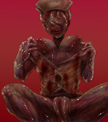 1girls bad_proportions breasts bubble_head_nurse fat_mons female highres monster_girl nurse nurse_(silent_hill) open_clothes open_shirt silent_hill solo