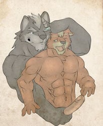 anthro color fox fox_mccloud fur furry furry_only gay interspecies male male_only multiple_males muscular no_humans nude star_fox star_wolf wolf wolf_o'donnell yaoi