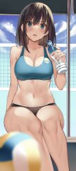 kureha_(ironika) midriff original original_character sweat thick_thighs tsubasa_(kureha)