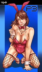 breasts bunny_ears bunny_girl bunnysuit light-skinned_female light_skin looking_at_viewer megami_tensei necklace persona persona_3 ramiro_de_la_cruz short_hair smiling_at_viewer thighs voluptuous yukari_takeba