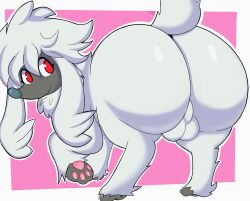 absurd_res ass balls big_balls big_butt capikeeta femboy feral feral_only furfrou genitals hi_res huge_butt looking_back male nintendo pokémon_(species) pokemon video_games