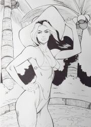 1girls anna_marie beach bikini black_and_white cleavage erect_nipples female female_only large_breasts long_hair marvel marvel_comics matthenrystudio multicolored_hair pool poolside rogue_(x-men) solo swimsuit voluptuous white_hair x-men