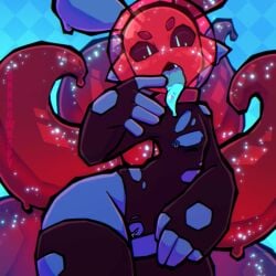 alien alien_girl ambiguous_gender asdfriku blue_skin bodily_fluids female nipple_piercing pussy_juice sploot_(unknownspy) tongue_out torn_clothes torn_clothing unknownspy unknownspy_(artist)