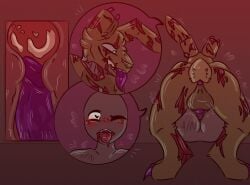 anonymous_character balls five_nights_at_freddy's male male_focus mating_press obsidiancryptid penis sex springtrap springtrap_(fnaf) tail tongue tongue_out
