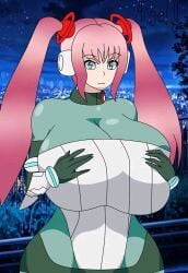 1girls 2022 alternate_breast_size aqua_eyes big_ass big_breasts female female_focus female_only hands_on_breasts huge_breasts long_hair looking_at_viewer metal_slug metal_slug_attack nova_(metal_slug) pink_hair robot robot_girl snk twintails