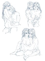 1boy 1girls after_sex ambiguous_penetration arm_grab big_ass big_breasts blush bodily_fluids braided_hair breast_grab bubble_butt closed_eyes completely_nude cuddling demon_slayer embrace facial_scar female from_behind genital_fluids glasgow_smile iguro_obanai kanroji_mitsuri kimetsu_no_yaiba line_art long_hair looking_at_another looking_pleasured male monochrome multiple_scenes nonoshi nude open_mouth pubic_hair sitting_on_lap sitting_on_person uncensored wrist_grab