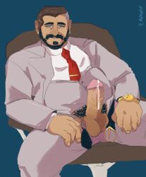 big_penis chairman_rose fabssdaf facial_hair male male_focus male_only penis_out pokemon pokemon_ss precum