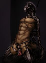 absurd_res anal anal_sex animal_genitalia arms_tied asphyxiation bondage bondage_gear bound breath_play chastity_device collar genital_slit genitals hi_res latex latex_armwear latex_clothing latex_legwear leash leash_and_collar leash_pull lizardfolk lizardman lizardman_(overlord) male male_focus male_only male_penetrated male_solo mask mikaemikae overlord_(maruyama) penetration reptile riding_dildo scalie sex_toy slave slave_collar slit solo solo_male sukyu_juju