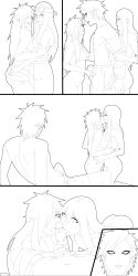 1boy 2girls bisexual bisexual_(female) collaborative_fellatio fellatio ffm ffm_threesome gaara kira_akudachi kissing male/female/female monochrome multiple_girls naruto naruto:_the_last naruto_(series) naruto_shippuden oral original_character penis penis_grab sari_(naruto) seelenkaetzchen sex teamwork threesome undressing undressing_another undressing_partner