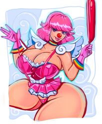 1girls alternate_breast_size big_breasts breasts capcom cleavage clown clown_girl clown_makeup clown_nose female female_only geiru_toneido gyakuten_saiban pink_hair theartofmathew thick_thighs wide_hips