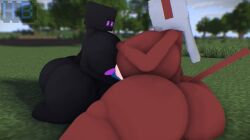 1boy 2girls 3d 3d_(artwork) enderlady_(hbtheender) enderman enderwoman forest forest_background hb_(hb_the_ender) hbtheender minecraft mother_and_son