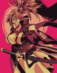 baiken big_breasts breasts eye_patch goes_hard guilty_gear huge_breasts katana large_breasts milf one_arm one_eye riftka samurai scar scarred scars sword