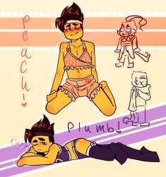 1boy hellzcapade lego lego_monkie_kid lingerie looking_up male_focus male_only mk_(lego_monkie_kid) mk_(monkie_kid) mob_face monkie_kid on_knees on_stomach pajamas solo solo_male winking winking_at_viewer