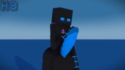 3d 3d_(artwork) blank_background blue_background blue_eyes blue_penis hbtheender male male_only minecraft