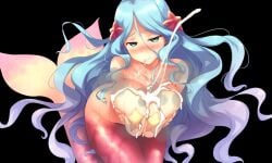 1boy big_breasts blue_eyes breasts cum eyebrows_visible_through_hair fuyube_rion mermaid mermaid_tail monster monster_girl paizuri rai_e_ru shiki_(psychedelic_g2) starfish starfish_bra succubus_academia supernatural titjob tomohiro_kai usuki98