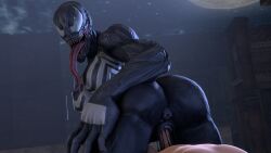 1boy 1girls 3d alien alien_girl big_ass dodecahedron_(artist) female female_on_top huge_breasts long_tongue marvel marvel_comics monster_girl she-venom vaginal_penetration venom venom_(marvel)