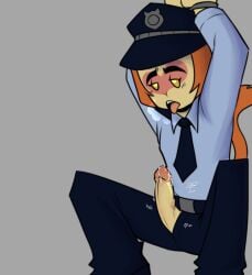 anthro anthro_only boner cum_on_clothes erection hot_breath leaking_cum leaking_penis lego lego_monkie_kid male_only monkey_king_(lego_monkie_kid) monkie_kid penis_out police police_hat police_officer police_uniform policeman solo solo_male stixy_sweat sun_wukong tongue_out uniform