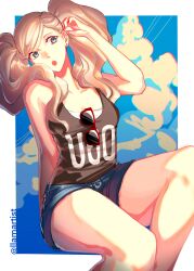 ann_takamaki blonde_hair female legs llamartist model persona persona_5 thick thick_legs thick_thighs thighs twintails