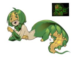 anthro anthro_only caterpillar female green_eyes green_hair hair_over_eyes humanization insect_girl monster_girl rinkae rule_63 vangers vangers:_one_for_the_road video_games палец элипод