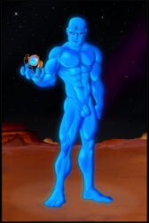 1boy abs bald balls ballsack blue_skin canon_costume casual dc_comics doctor_manhattan ed_draws flaccid_penis foreskin foreskin_folds human humanoid humanoid_penis intact male male_nipples male_only muscles muscular_male nude_male nudist pale_skin pecs penis retracted_foreskin scrotum shaved_crotch smooth_skinned_male solo space testicles uncut veiny_penis watchmen