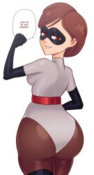 1girls alternate_costume alternate_version_available apple_butt armwear ass athletic athletic_female back back_view backboob big_ass boots brown_eyes brown_hair bubble_ass clothed clothes clothing costume deviantart dialogue disney elastigirl elastigirl_(the_incredibles_2_supersuit) eyewear fat_ass female female_focus female_only footwear gloves handwear helen_parr huge_ass jerkdibuja large_ass legwear mask milf open_mouth outfit pixar round_ass sfw short_hair smooth_skin solo solo_female spanish_text superheroine text the_incredibles the_incredibles_2 thick_thighs thighs waist white_background wide_hips