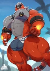 abs biceps bodybuilder furry gay incineroar male male_focus male_only muscle muscles muscular muscular_arms muscular_ass muscular_back muscular_legs muscular_male muscular_thighs nipples pantheradraws pecs pokemon sxfpantera