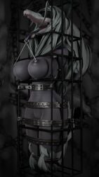 1girls 3d 3d_(artwork) anthro anthro_only areola areolae big_breasts black_body black_fur black_hair blindfold bondage bound breasts breasts_out cage caged canid canine canine_skull canis contained female furry furry_only ghostoast hair mal0 malo naked nipple_piercing nipples nude open_mouth permanent piercing piercing_bondage piercings pussy restrained scp-1471 scp_foundation skull skull_head solo_female tongue_out tongue_piercing wolf wolf_girl