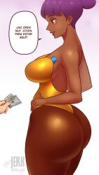 1girls artist_name ass big_ass big_breasts brown_body brown_skin busty dark-skinned_female dark_skin dialogue eyebrows eyelashes eyes female hair hips huge_ass huge_breasts huge_butt jerkdibuja large_ass large_breasts legs original original_character purple_hair spanish_text speech_bubble text thick thick_ass thick_legs thick_thighs thighs wide_hips