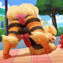 absurd_res anal anal_sex animal_genitalia animal_penis anus arcanine ass ass_up balls big_butt canid canine canine_penis disembodied_penis duo erection feral from_behind_position genitals girly hi_res knot male male/male male_only male_penetrated male_penetrating male_penetrating_male mammal manene nintendo nude penetration penile penile_penetration penis penis_in_ass pokemon pokemon_(species) rear_view sex shaded soft_shading solo_focus tongue tongue_out video_games