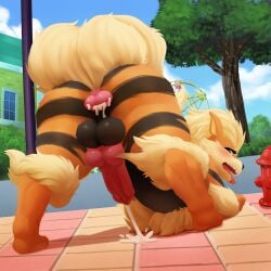 1:1 absurd_res anal anal_knotting anal_orgasm anal_sex animal_genitalia animal_penis anus arcanine ass ass_up balls big_butt bodily_fluids canid canine canine_penis cum cum_in_ass cum_inside cum_on_fur cum_on_ground cum_while_penetrated cumshot detailed_background disembodied_penis duo ejaculation erection exhibitionism feral from_behind_position genital_fluids genitals girly hands-free hi_res knot knotting male male/male male_only male_penetrated male_penetrating male_penetrating_male mammal manene nintendo nude orgasm outside penetration penis pokemon pokemon_(species) public rear_view sex shaded soft_shading solo_focus tongue tongue_out video_games