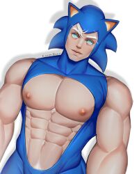 kappibara looking_at_viewer male male_only marco_(kappibara) muscles muscular muscular_male sega sonic_(cosplay) sonic_(series) sonic_the_hedgehog_(series) twitter_user_oc