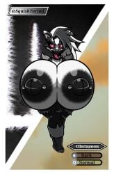 anthro areola big_areola big_breasts breasts choker clothed clothing female hi_res huge_areola huge_breasts huge_nipples hyper hyper_breasts jewelry necklace nintendo nipple_piercing nipples obstagoon piercing pokémon_(species) pokemon solo spiked_choker tongue tongue_out topless valerya5 video_games