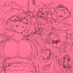 baiken big_breasts brazilian brazilian_female cleavage faust_(guilty_gear) female giovanna_(guilty_gear) guilty_gear guilty_gear_strive ky_kiske large_breasts may_(guilty_gear) multiple_boys nagoriyuki ne potemkin ramlethal_valentine sketch yetig