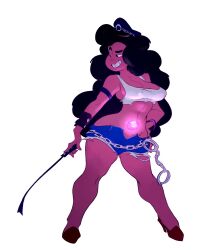 1girls black_hair cartoon_network cosplay crop_top digital_media_(artwork) dominatrix female female_only final_fight handcuffs hi_res high_heels no_background poison_(final_fight) riding_crop short_shorts simple_background slb solo solo_female steven_universe stevonnie whip