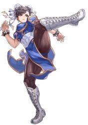 big_breasts breasts buns chinese chun-li fit fit_female hair_bun hair_buns huge_thighs large_breasts martial_artist martial_arts martial_arts_uniform muscular muscular_female pantyhose street_fighter tagme_(artist) thick thick_thighs toned yagi