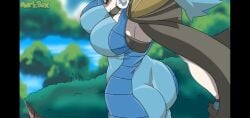 1girls artist_name ass big_ass big_breasts blue_hair bodysuit breasts bubble_ass bubble_butt clair_(pokemon) clothed clothed_female dumptruck_ass female female_focus female_only gym_leader huge_ass huge_breasts large_ass large_breasts leotard long_hair markbox nintendo pokemon pokemon_gsc pokemon_hgss screenshot skin_tight solo_female