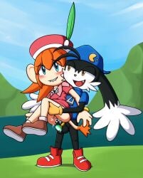 cabbit cock_ring cum_drip cum_inside happy_sex hybrid kcn klonoa klonoa_(series) lolo_(klonoa) monkey outdoor_sex partially_clothed quicky standing_sex vaginal_penetration