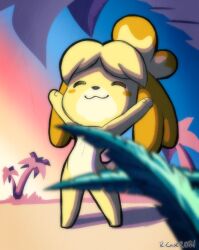 2021 animal_crossing breasts canine convenient_censoring female female_only isabelle_(animal_crossing) nintendo nude rongs1234