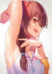 1girls arm_up armpit armpit_fetish armpits arms_up braids choker hololive hololive_gamers hololive_japan inugami_korone kibanda_gohan sexy_armpits smile smiling sweat sweating sweaty tagme virtual_youtuber wet