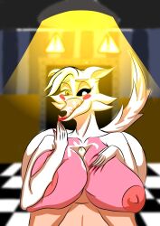 anthro big_breasts big_penis bodily_fluids breast_grab breast_play breasts canid canine cum duo ejaculation female five_nights_at_freddy's five_nights_at_freddy's_2 fox fur genital_fluids genitals hand_on_breast hi_res human human_on_anthro interspecies irc_(artist) male male/female mammal mangle_(fnaf) paizuri penis scottgames sex solo titjob video_games