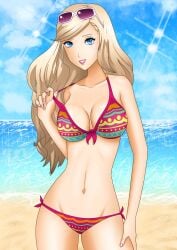 ann_takamaki atlus bikini blue_eyes breasts female female_only looking_at_viewer persona persona_5 rrl0215 solo swimsuit