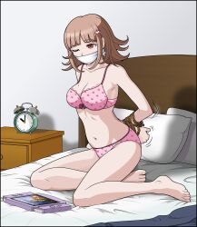 alternate_version_available bound_wrists bra breasts danganronpa danganronpa_2:_goodbye_despair gag gagged just_some_guy large_breasts mole mole_on_breast nanami_chiaki panties polka_dot_panties straight_hair super_danganronpa_2 tied_up underwear