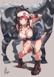 1boy 1girls 1pokemon balls bestiality big_balls big_breasts blue_eyes breasts brown_hair censored eipelppa eye_contact female feral hat hilda_(pokemon) horse horse_penis horsecock iepelppa imminent_bestiality imminent_sex interspecies iparuputsua ipelppa long_hair looking_at_viewer mosaic_censoring nintendo pokémon_(species) pokemon pokemon_bw pokephilia shorts tank_top testicles thick_thighs thighs zebstrika zoophilia