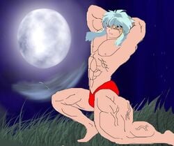 grow growth huge_cock inuyasha inuyasha_(character) male_only muscle muscular penis solo